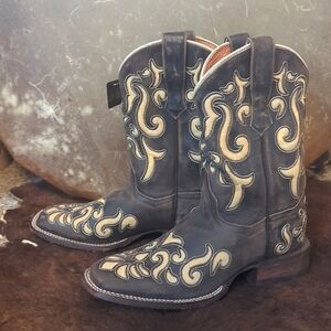 DAN POST brown distressed leather cowgirl boots square toe style#DP4623 sz 8